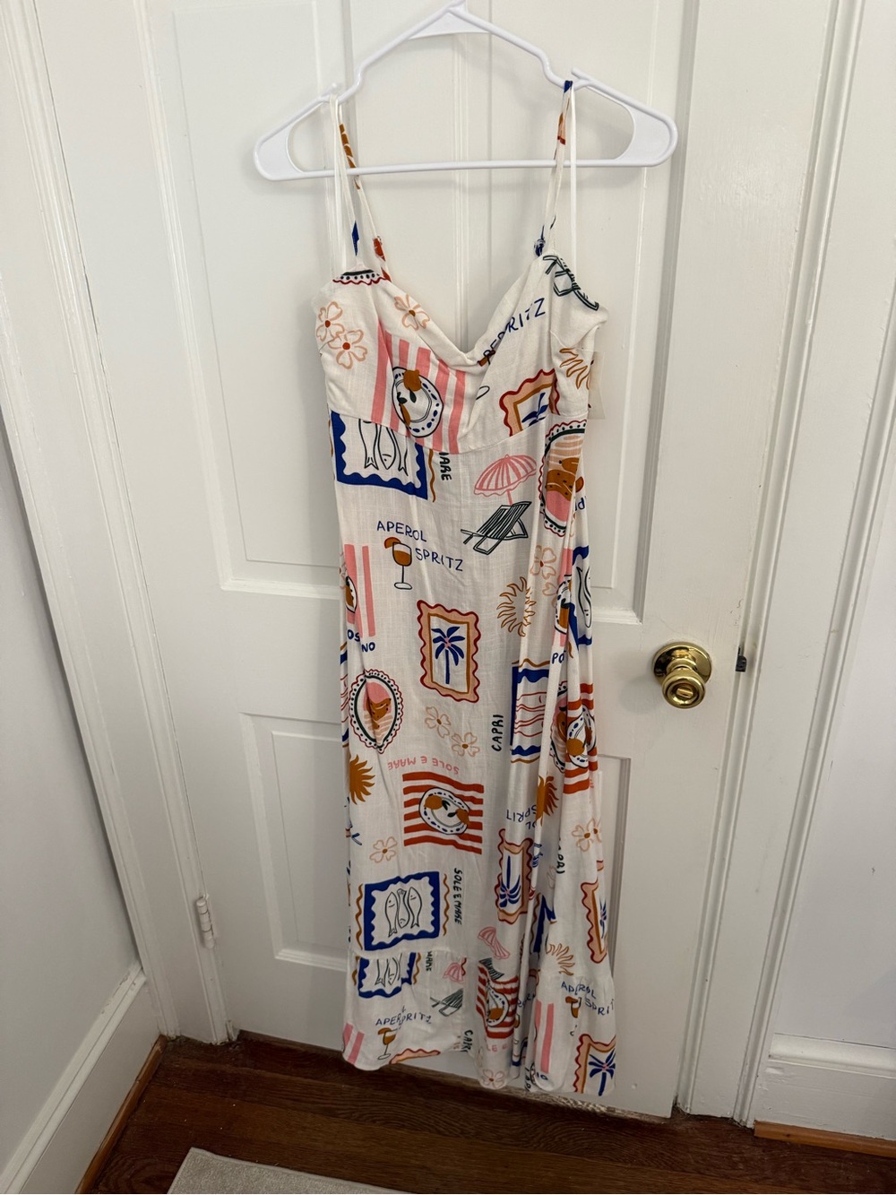 T.J.Maxx White Maxi Sundress with Multicolor Print